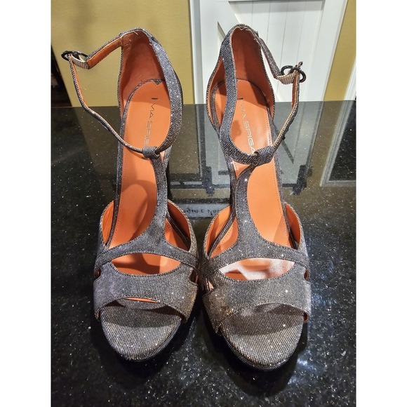 VIA SPIGA Glitter Effect Iridescent Platform Shoes Heels‎ Gold Silver Sz10 - Picture 1 of 9